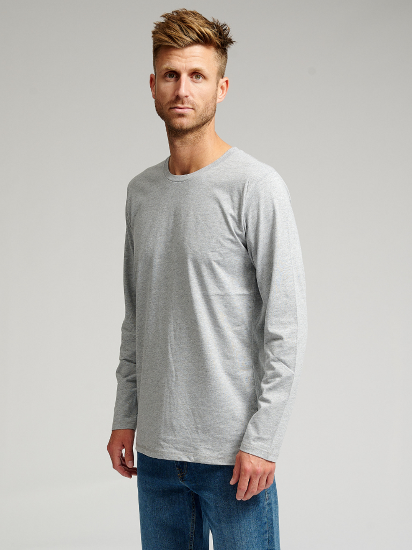 Basic Long-sleeved T-shirt - Gray - TeeShoppen - Grey 3