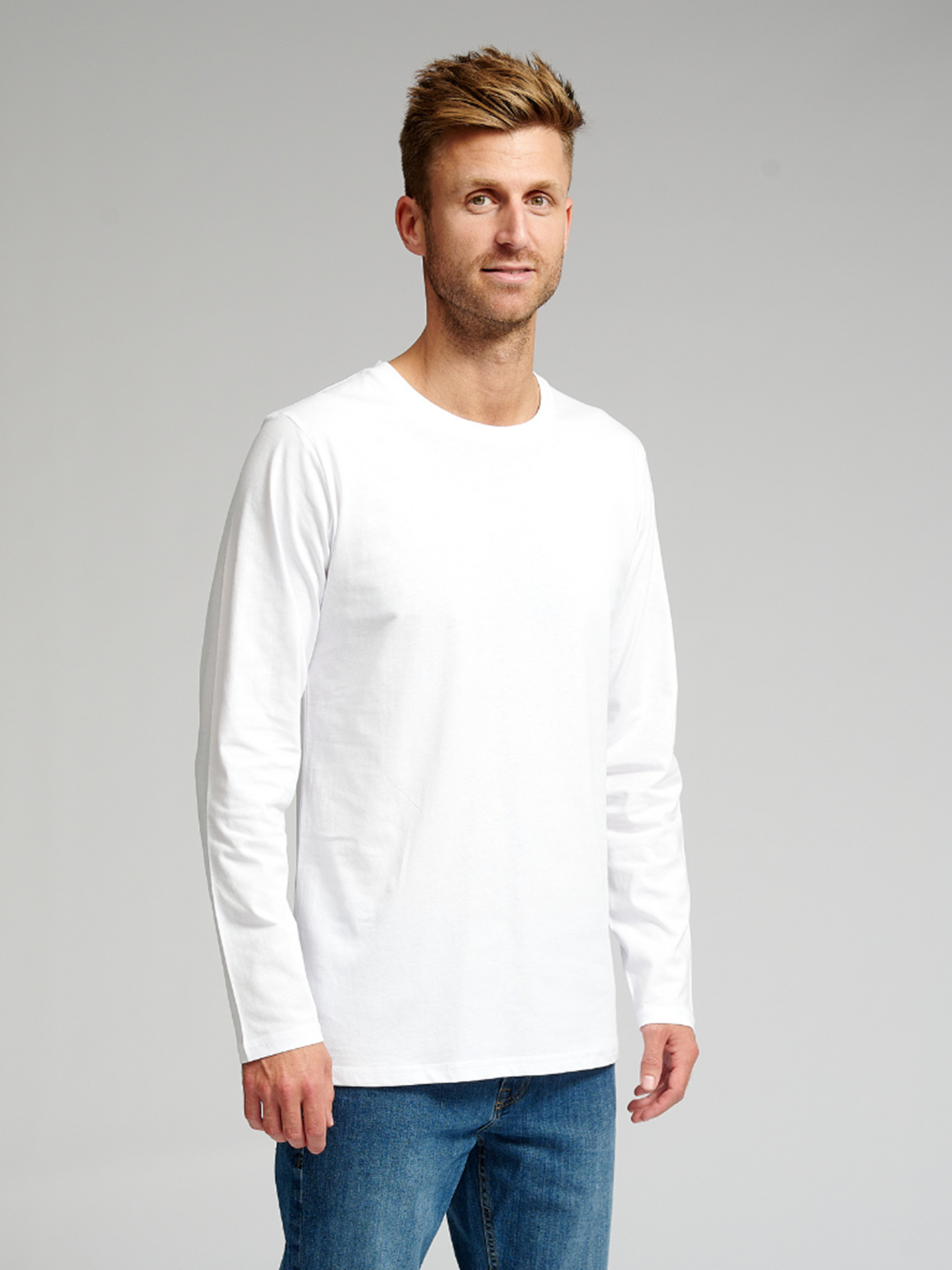 Basic Long-sleeved T-shirt - White - TeeShoppen - White 2