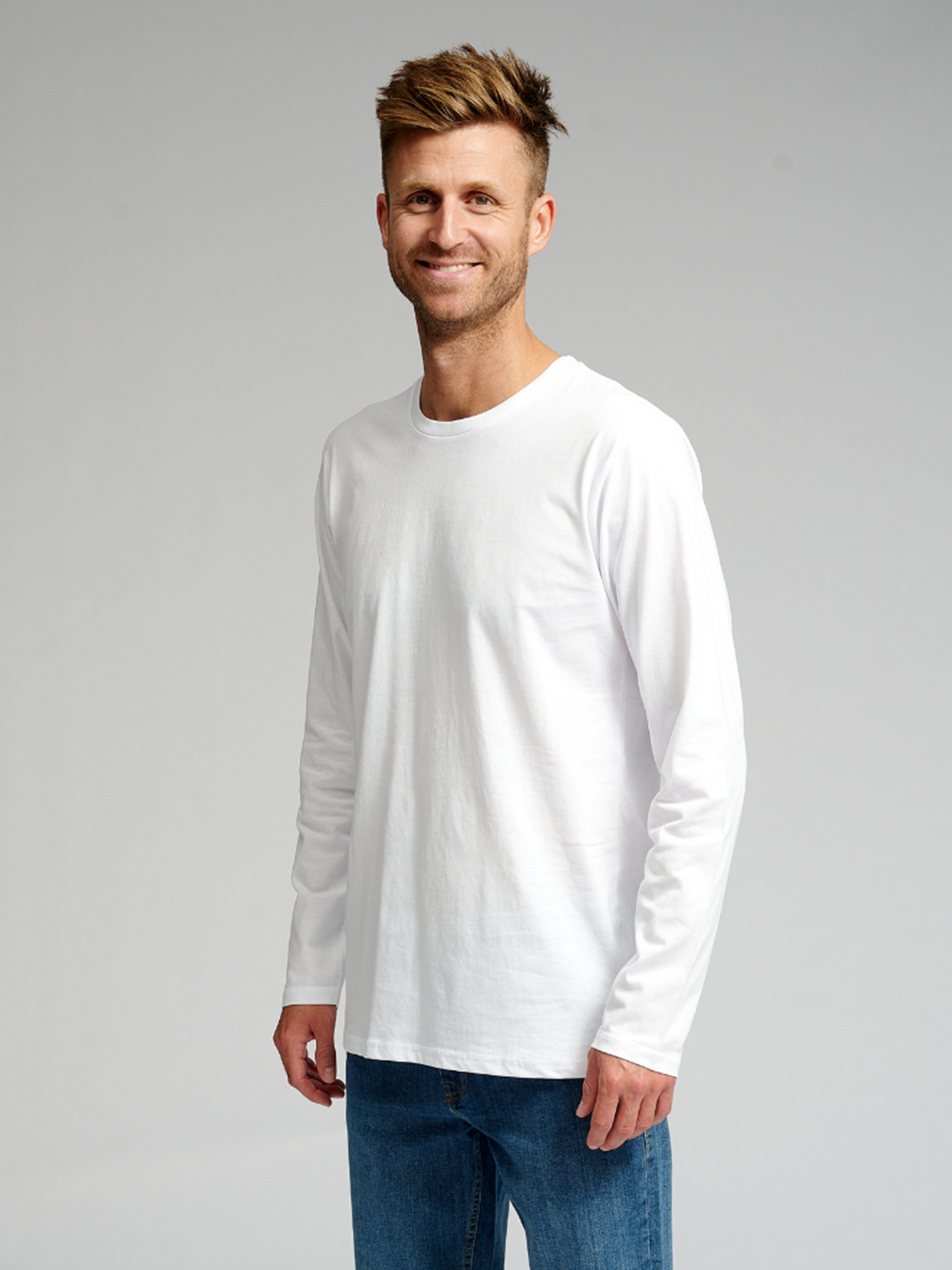 Basic Long-sleeved T-shirt - White - TeeShoppen - White 3