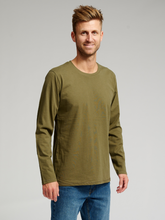 Afbeelding in Gallery-weergave laden, Basic Long-sleeved T-shirt - Army Green - TeeShoppen - Green 2
