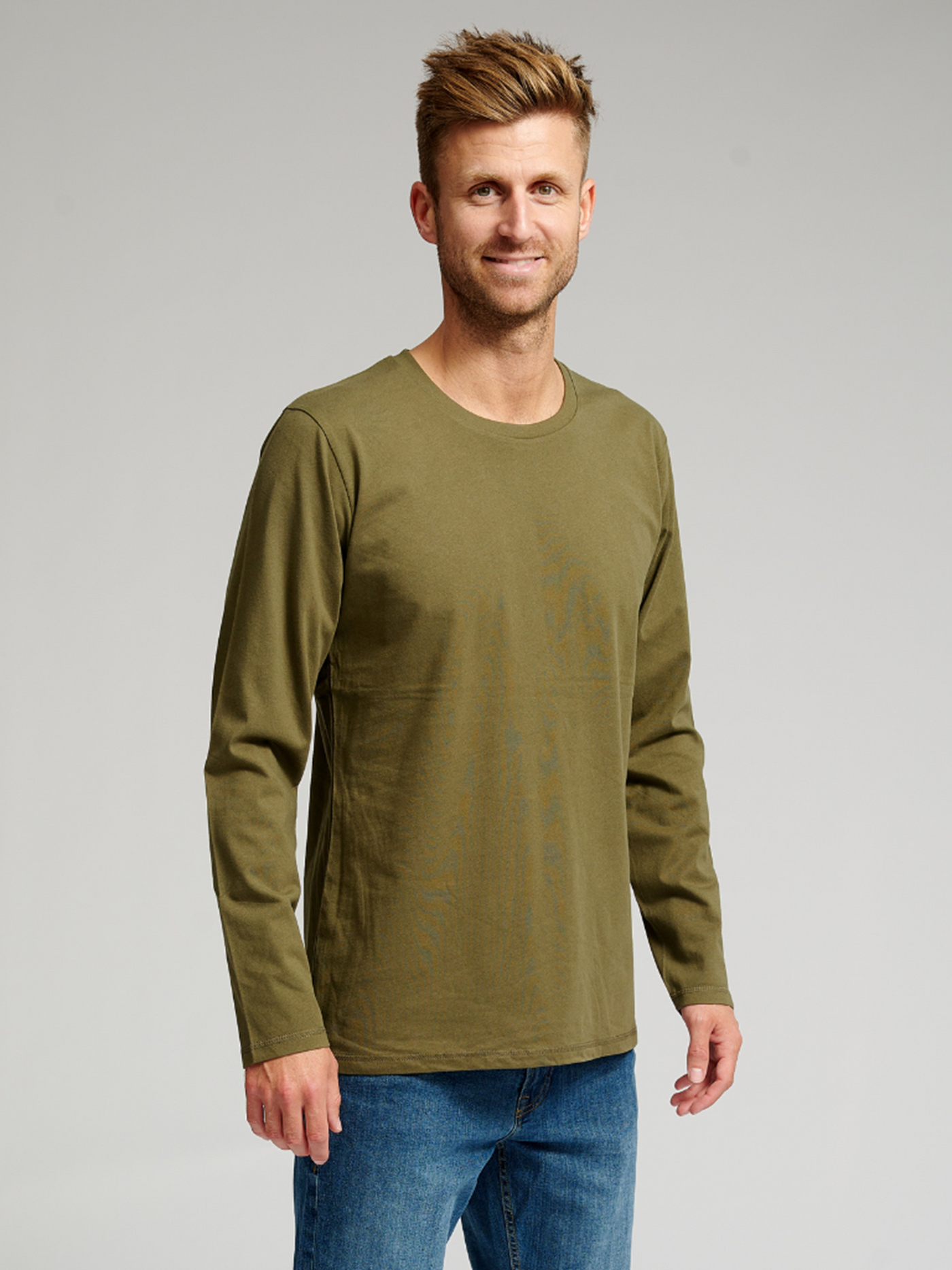 Basic Long-sleeved T-shirt - Army Green - TeeShoppen - Green 2