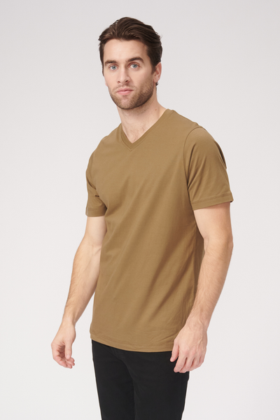 Basic Vneck t-shirt - Olive - TeeShoppen - Green 3