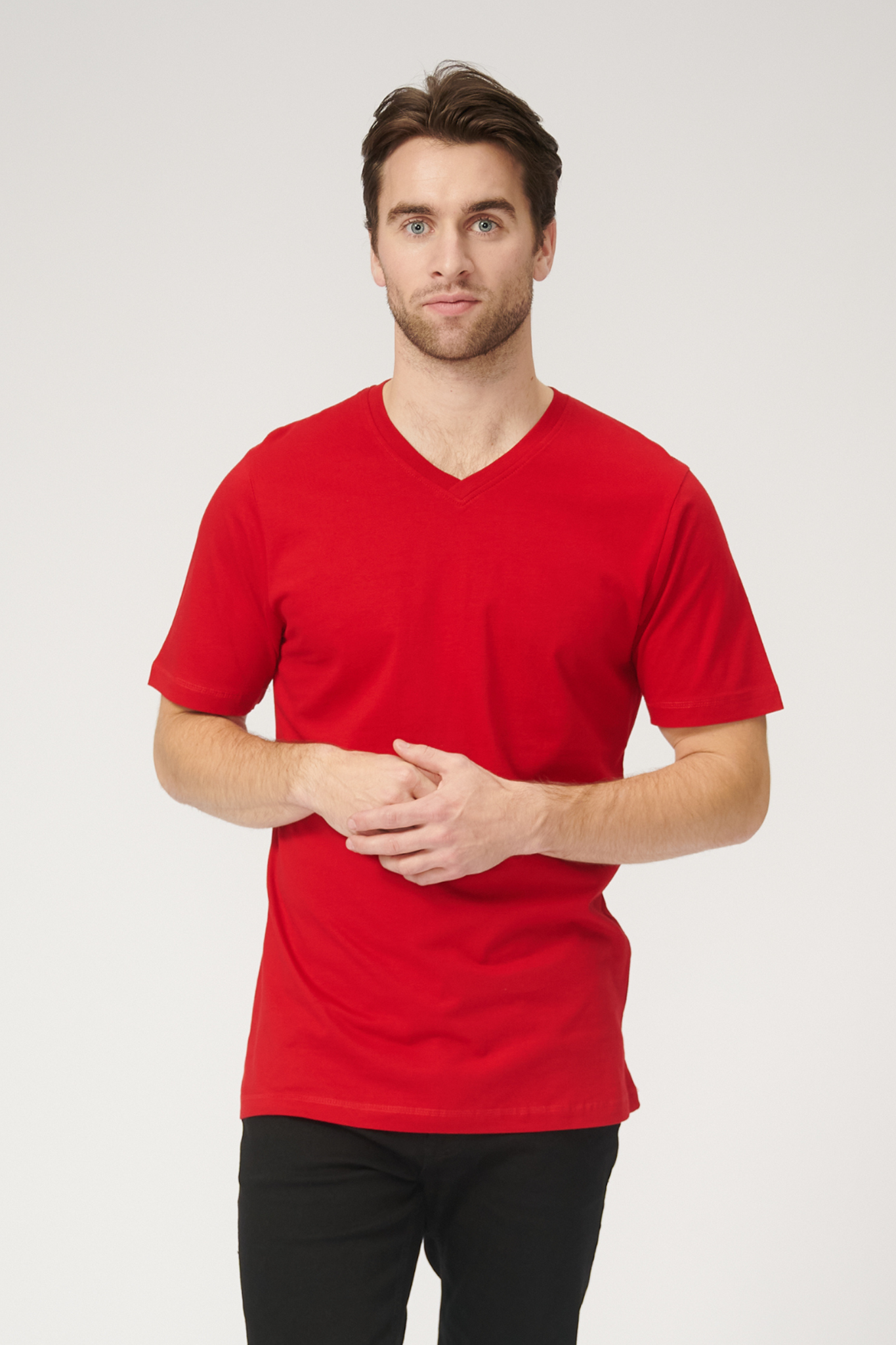 Basic Vneck t-shirt - Red - TeeShoppen - Red