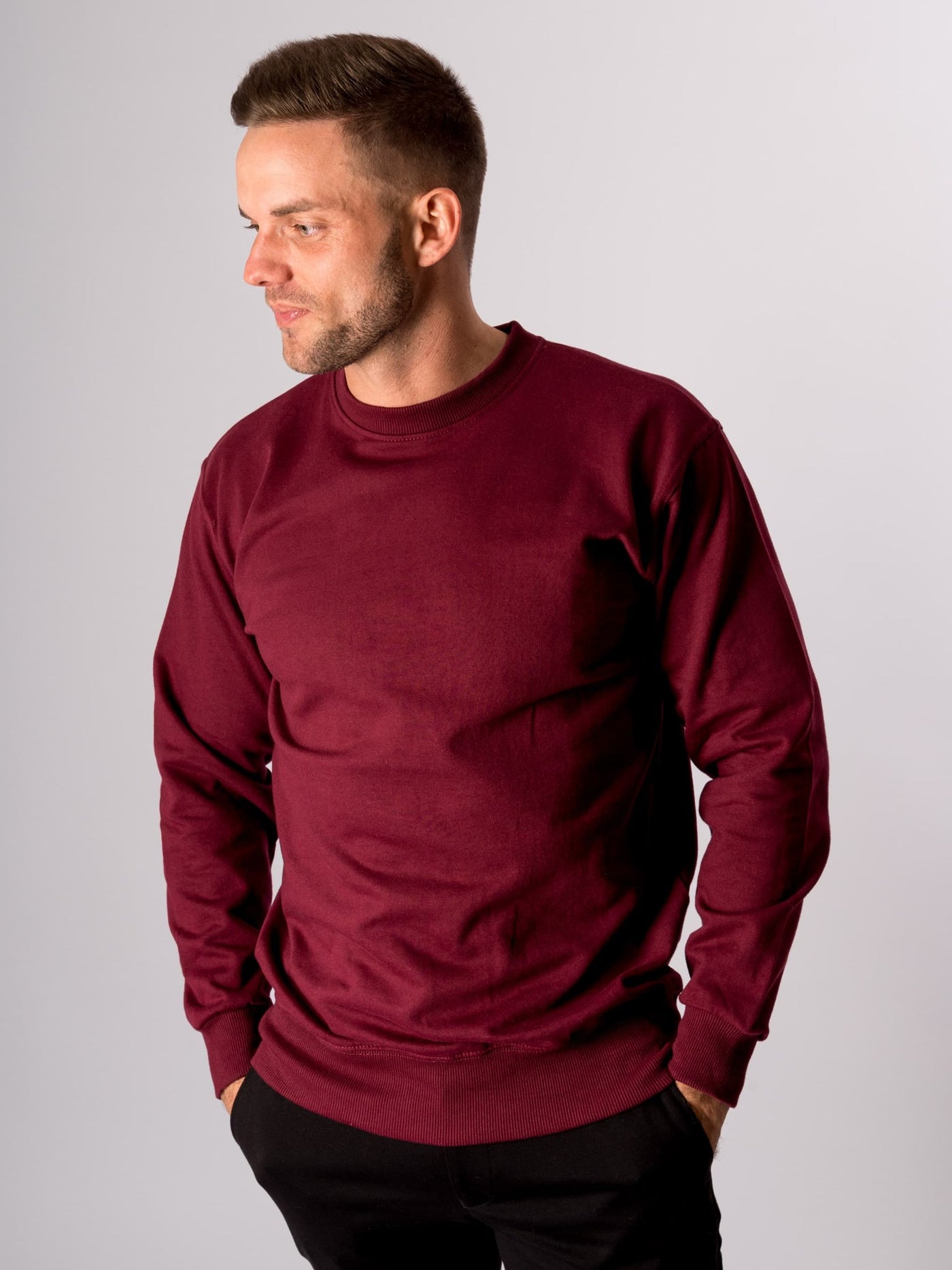 Basic Crewneck - Burgundy Red - TeeShoppen - Red 3