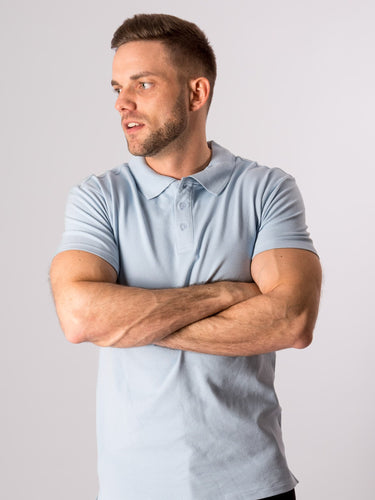 Muscle Polo Shirt - Light Blue - TeeShoppen - Blue