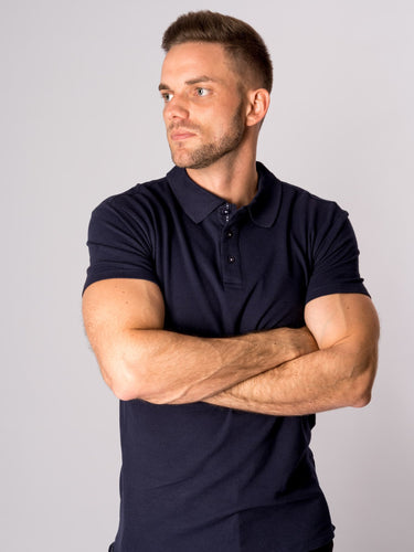 Muscle Polo Shirt - Navy - TeeShoppen - Blue