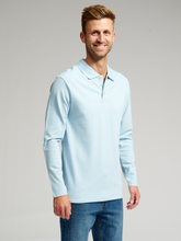 Charger l&#39;image dans la galerie, Muscle Long Sleeve Polo Shirt - Light Blue - TeeShoppen - Blue 2
