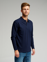 Carregar imagem no visualizador da galeria, Muscle Long Sleeve Polo Shirt - Navy - TeeShoppen - Blue 2
