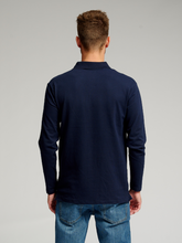 Carregar imagem no visualizador da galeria, Muscle Long Sleeve Polo Shirt - Navy - TeeShoppen - Blue 4
