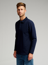 Carregar imagem no visualizador da galeria, Muscle Long Sleeve Polo Shirt - Navy - TeeShoppen - Blue 3
