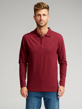 Carregar imagem no visualizador da galeria, Muscle Long Sleeve Polo Shirt - Burgundy - TeeShoppen - Red
