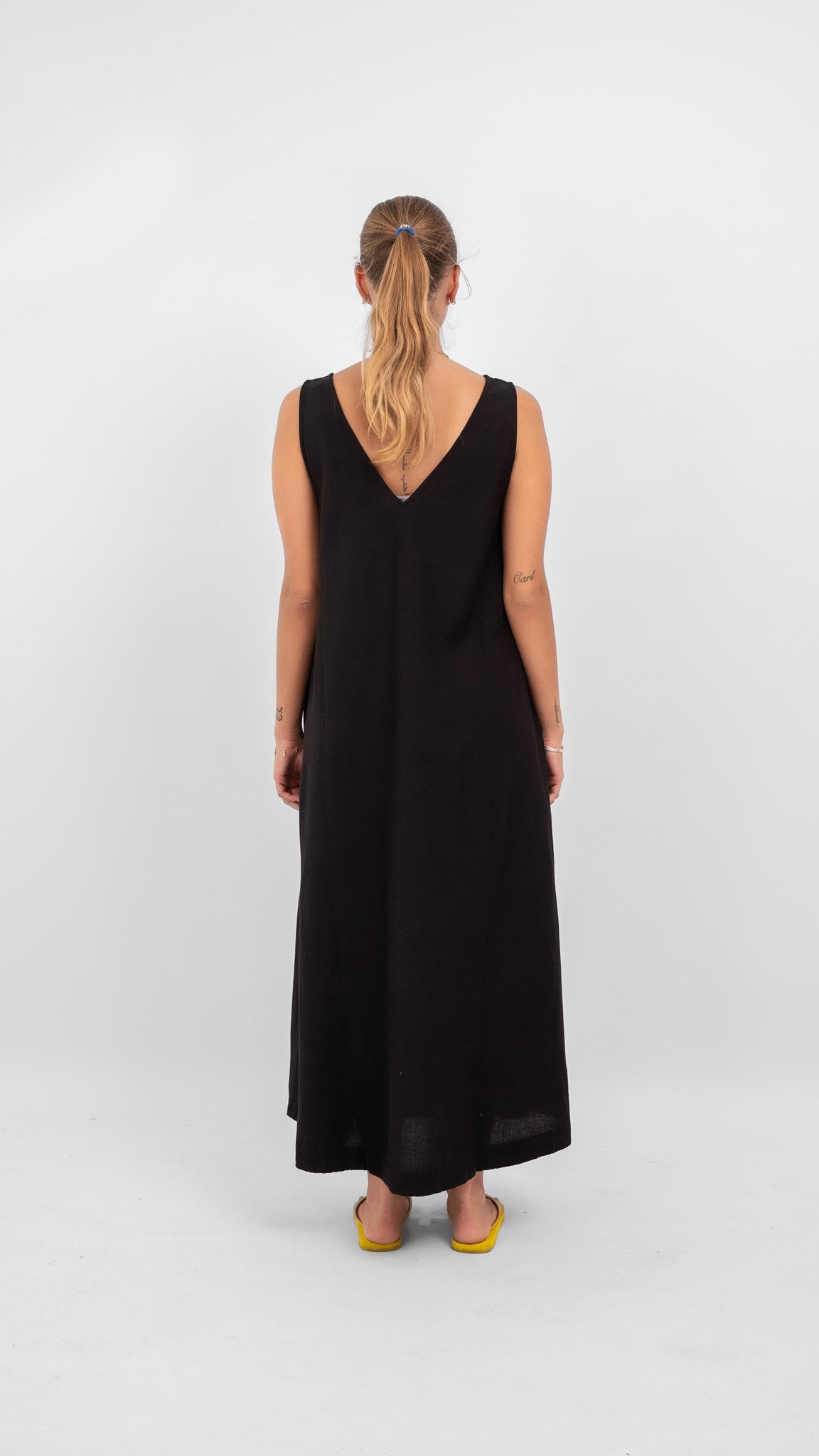 Prisilla V-Neck Midi Dress - Black - VILA - Black 2