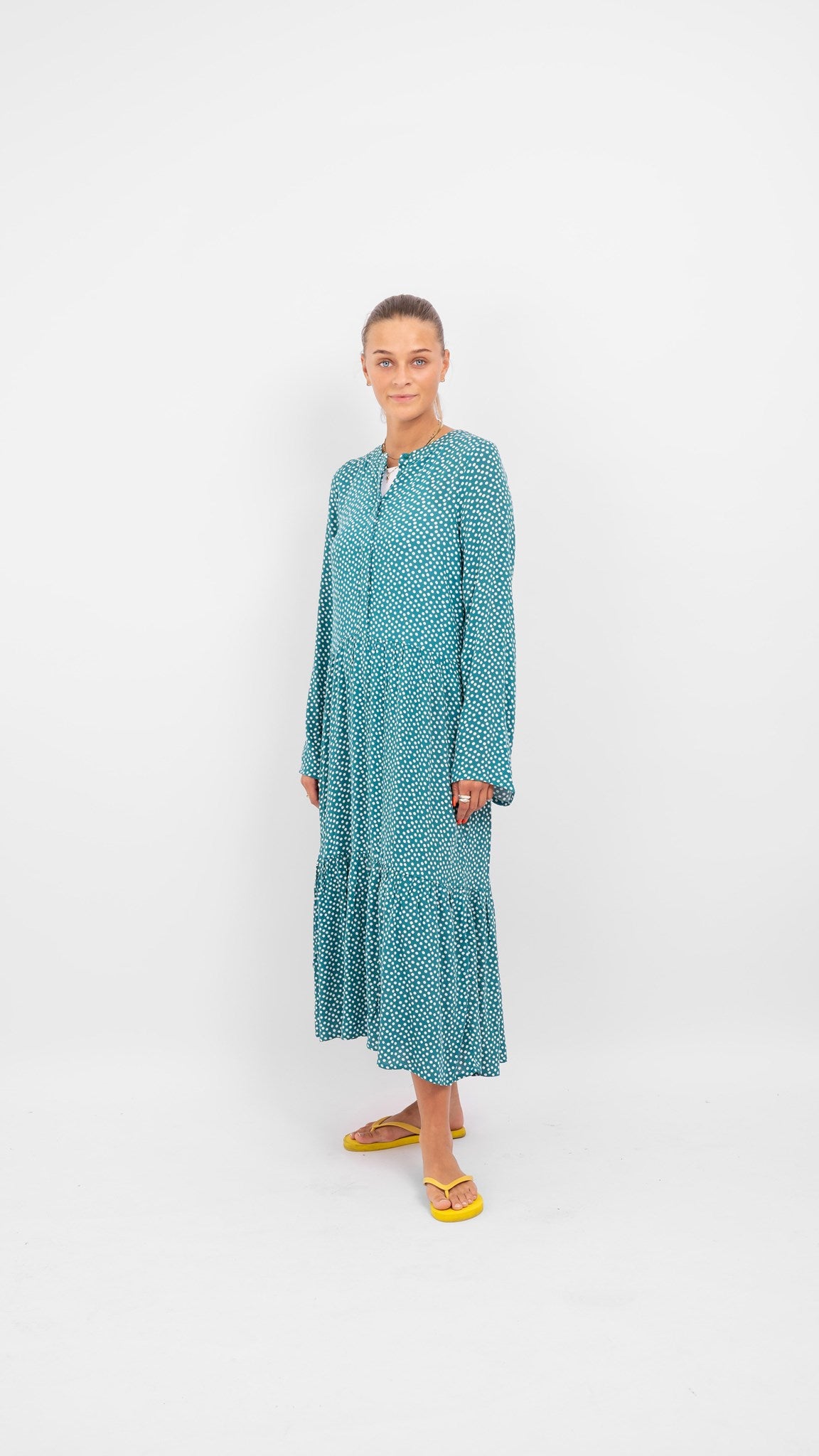 Anna long-sleeved dress - Teal Green - Amis de Copenhague - Green 4