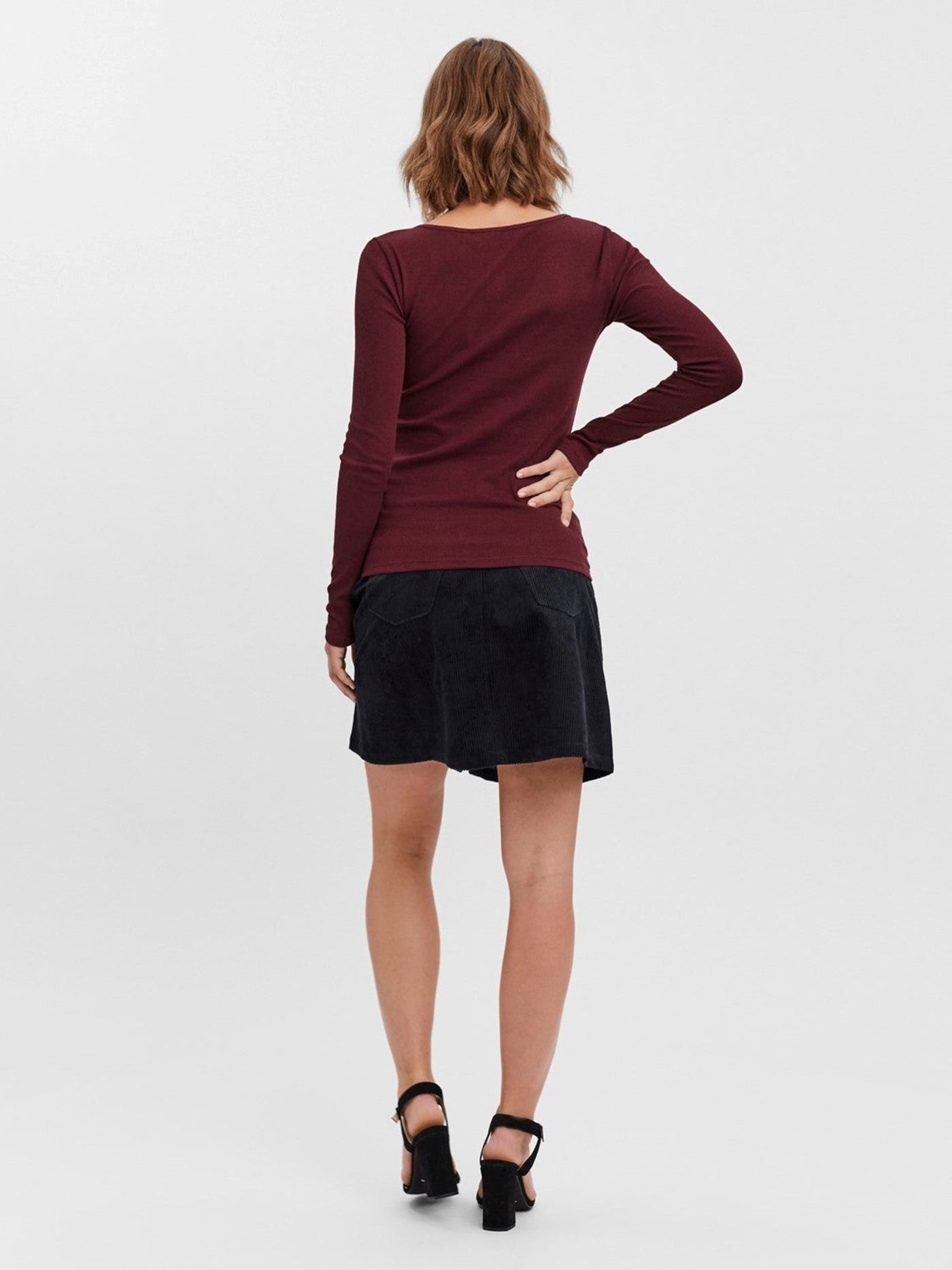 Natasha Placket Sweater - Burgundy - Vero Moda - Red 2