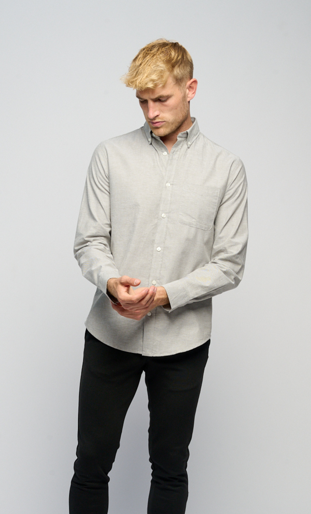 The Original Performance Oxford Shirt - Grey Melange - TeeShoppen - Grey 3