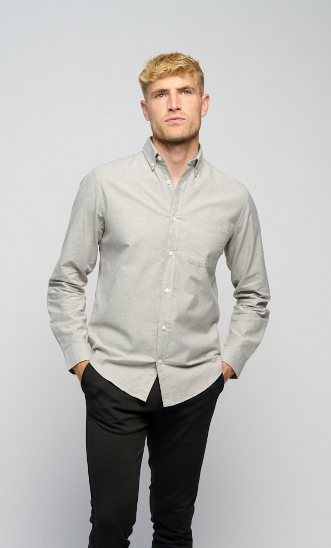 The Original Performance Oxford Shirt - Grey Melange - TeeShoppen - Grey