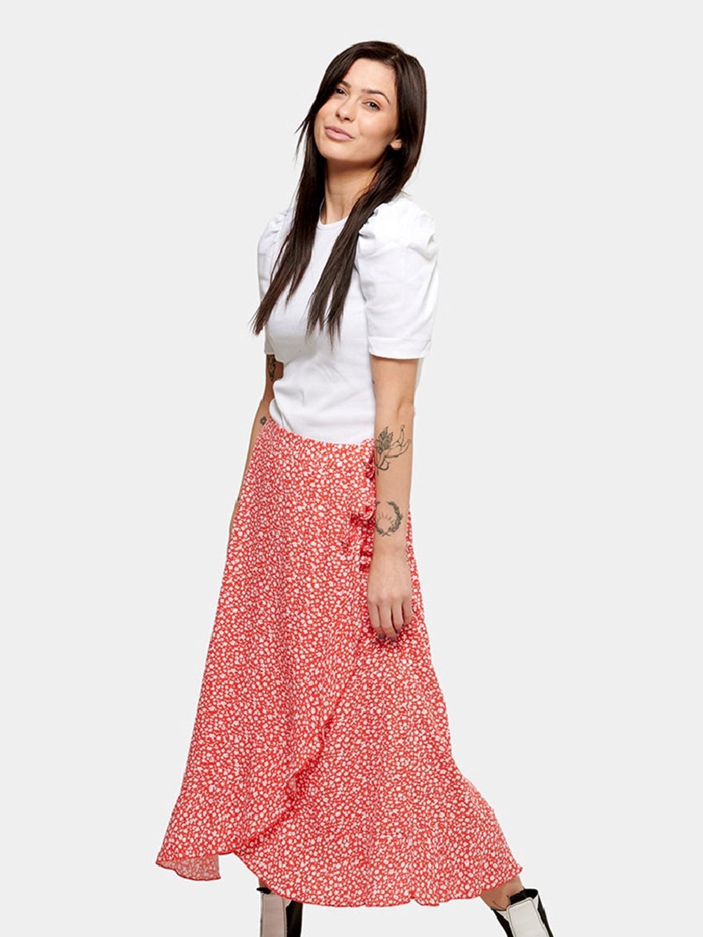 Anna flowered wrap skirt - Red - Amis de Copenhague - Red 5