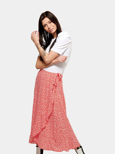 Anna flowered wrap skirt - Red - Amis de Copenhague - Red 4