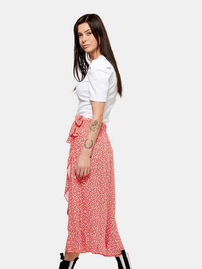 Anna flowered wrap skirt - Red - Amis de Copenhague - Red 2