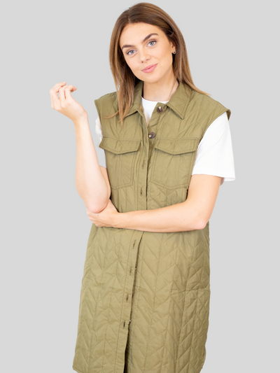 Magda Lang Quilted Vest - Lizard - Vero Moda - Green