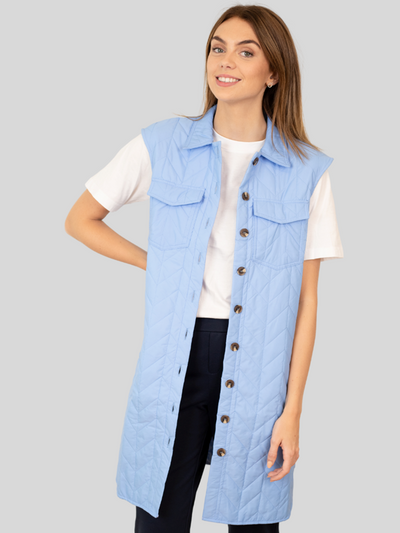 Magda Lang Quilted Vest - Hydrangea - Vero Moda - Blue