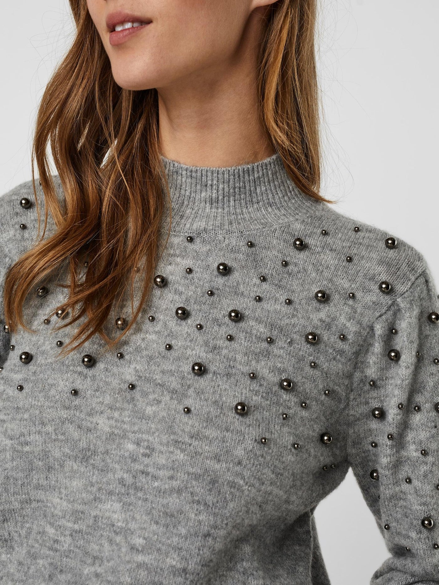 Emilia High Neck Sweater - Light gray - Vero Moda - Grey 3