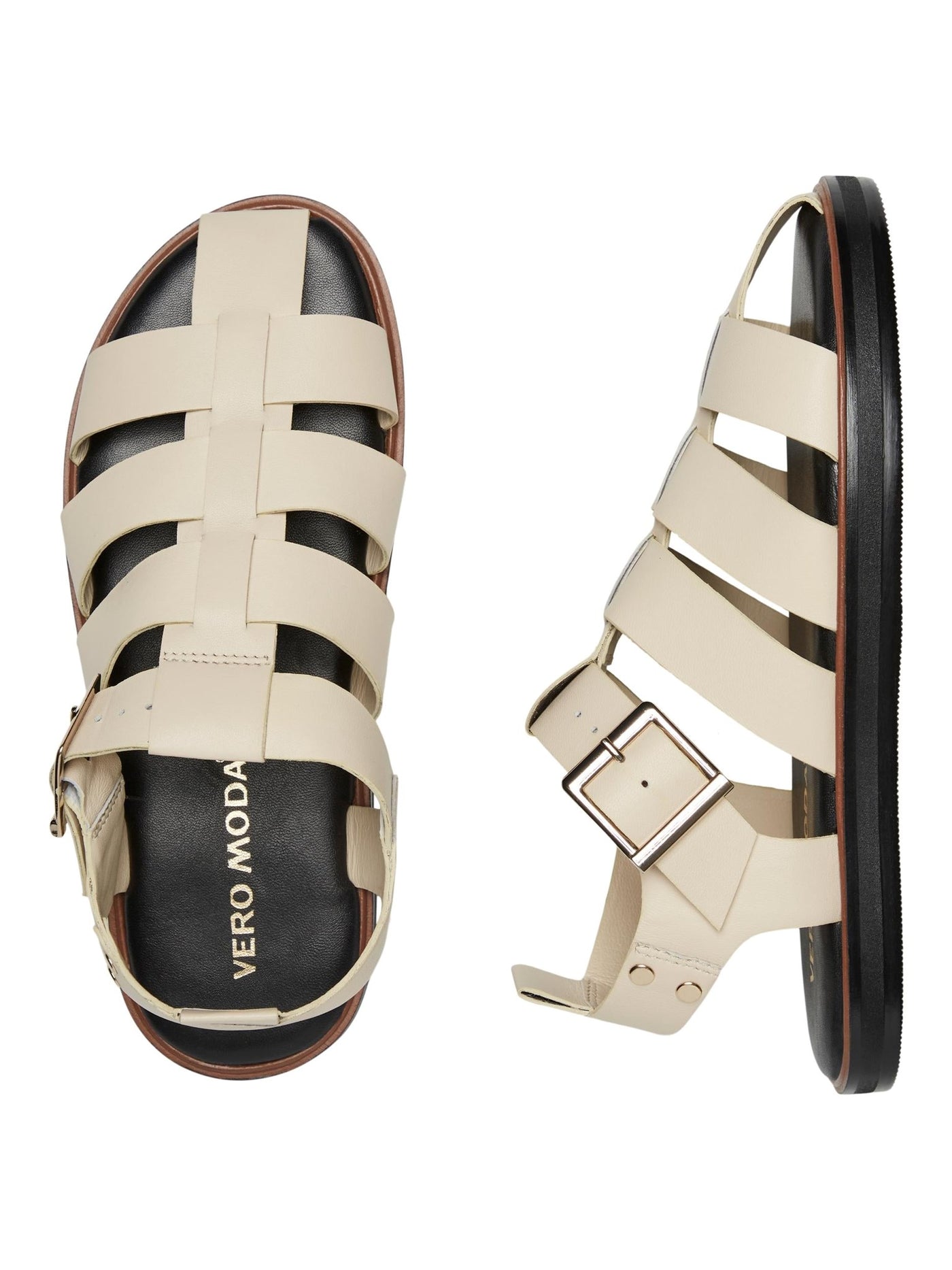 Gitta Leather Sandal - Oatmeal - Vero Moda - Khaki 2