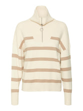 Cargar imagen en el visor de la galería, Saba Stripe Half-zip Blouse - Birch Brown - Vero Moda - Khaki 5
