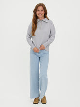 Load image into Gallery viewer, Saba Stripe Half-zip Blouse - Light Grey Melange - Vero Moda - Grey 3
