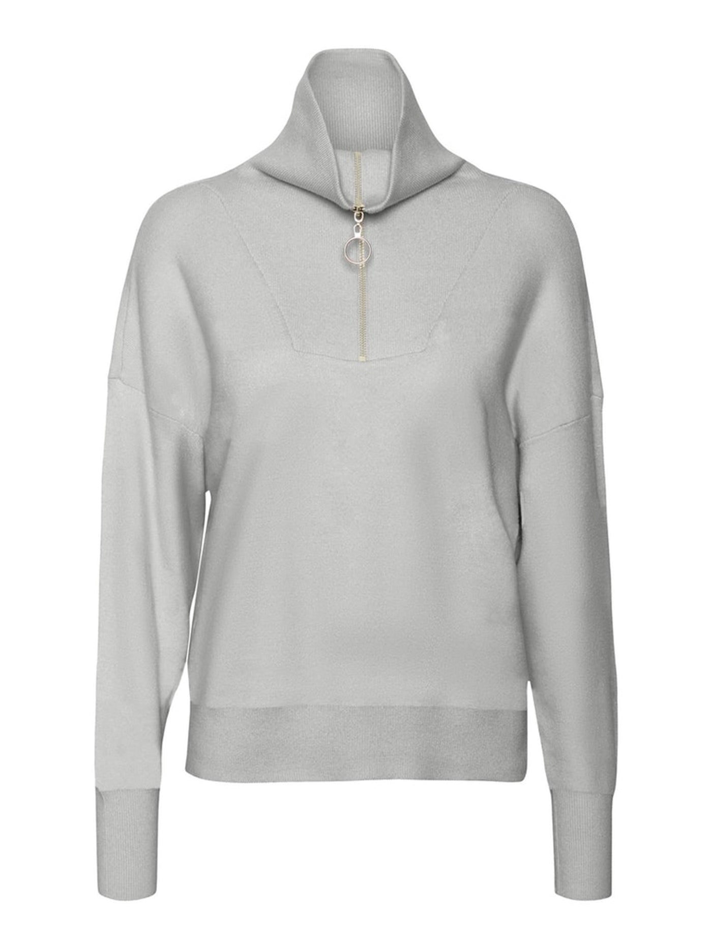 Saba Stripe Half-zip Blouse - Light Grey Melange - Vero Moda - Grey 5