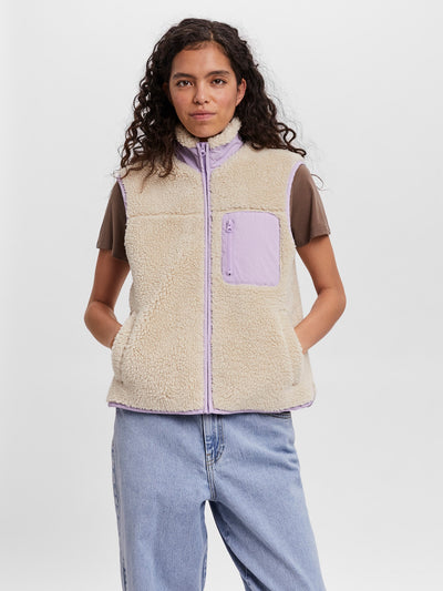 Cille Short Teddy Vest - Lavender - Vero Moda - Khaki