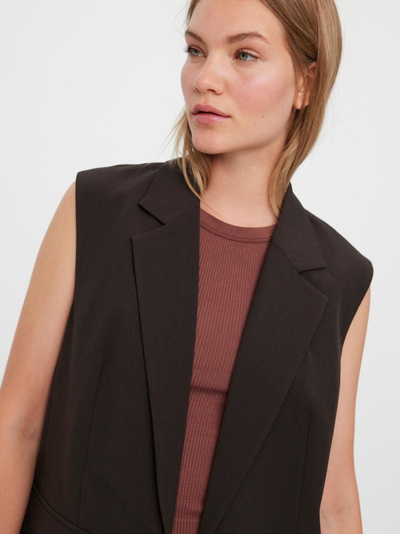 Troian Blazer Vest - Coffee Bean - Vero Moda - Brown 2