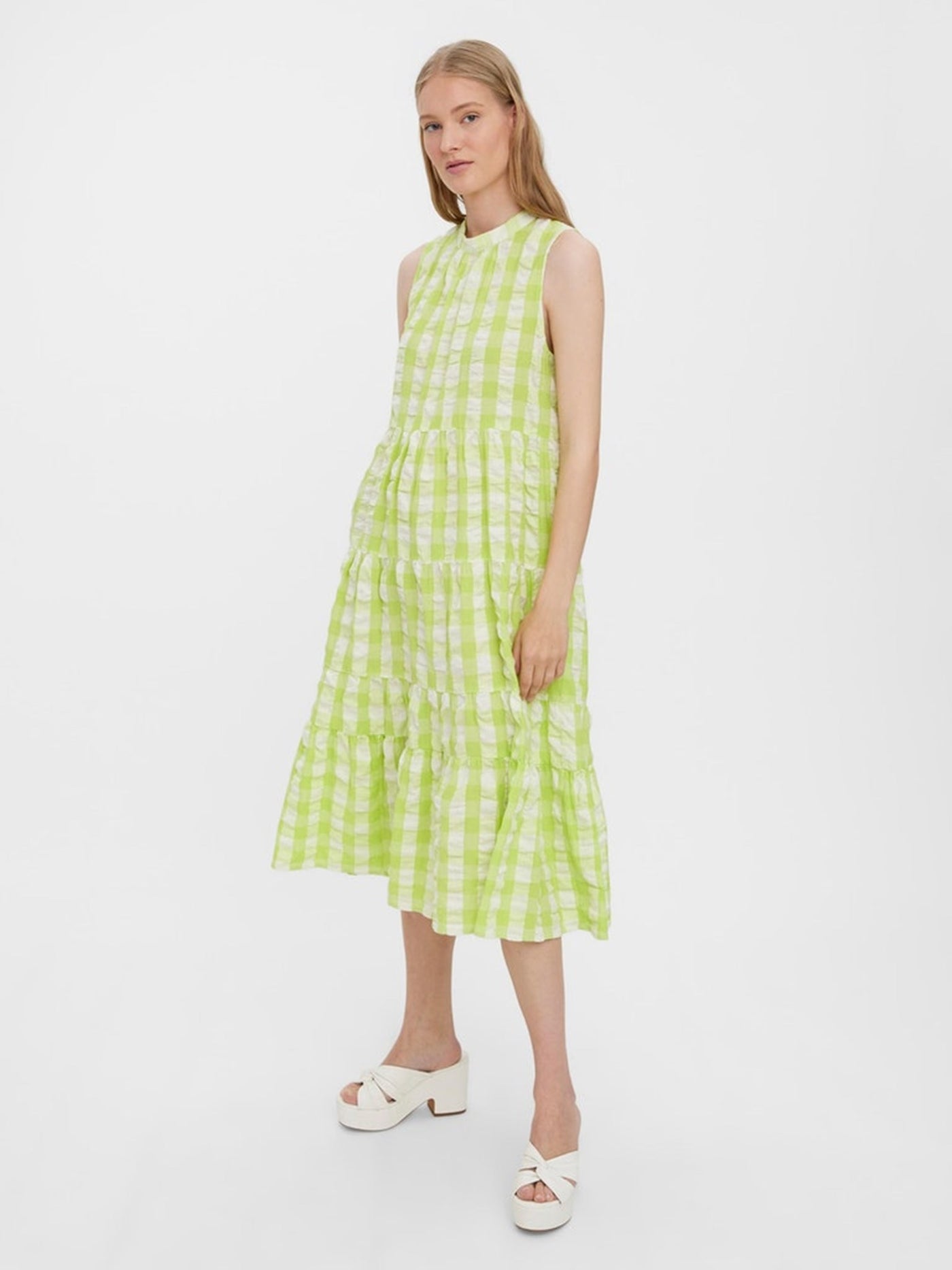 Sody Calf Highneck Dress - Shadow Lime - Vero Moda - Green 3