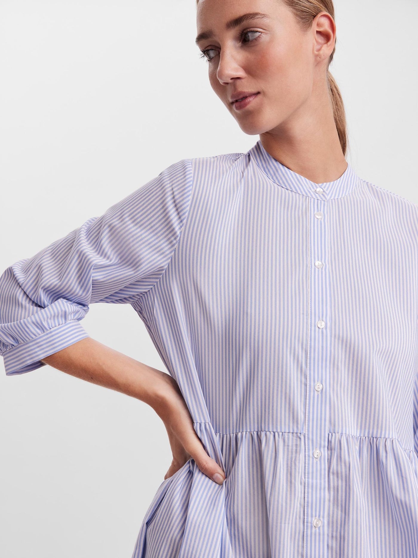 Sisi 3/4 Dress - Blue / White Striped - Vero Moda - White 2