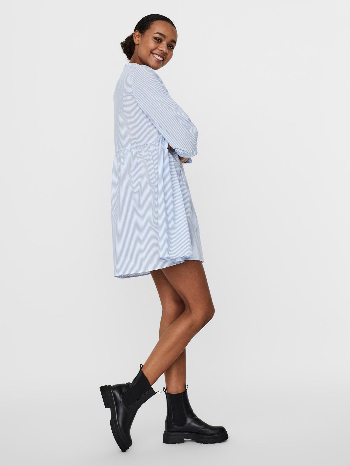 Sisi 3/4 Dress - Blue / White Striped - Vero Moda - White 5