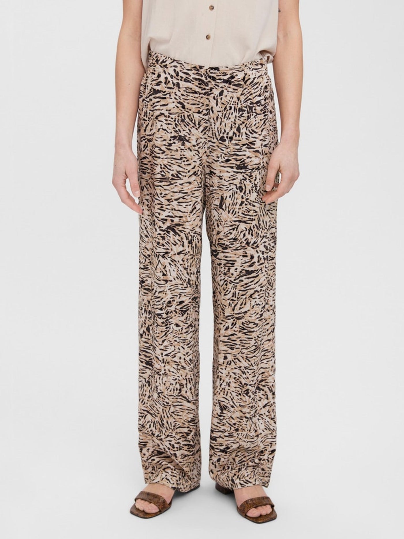 Easy Wide Pants - White Pepper - Vero Moda - Brown 4