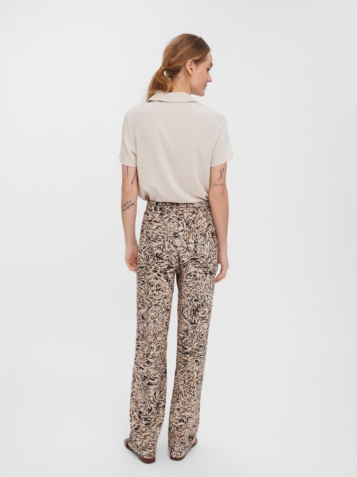 Easy Wide Pants - White Pepper - Vero Moda - Brown 5