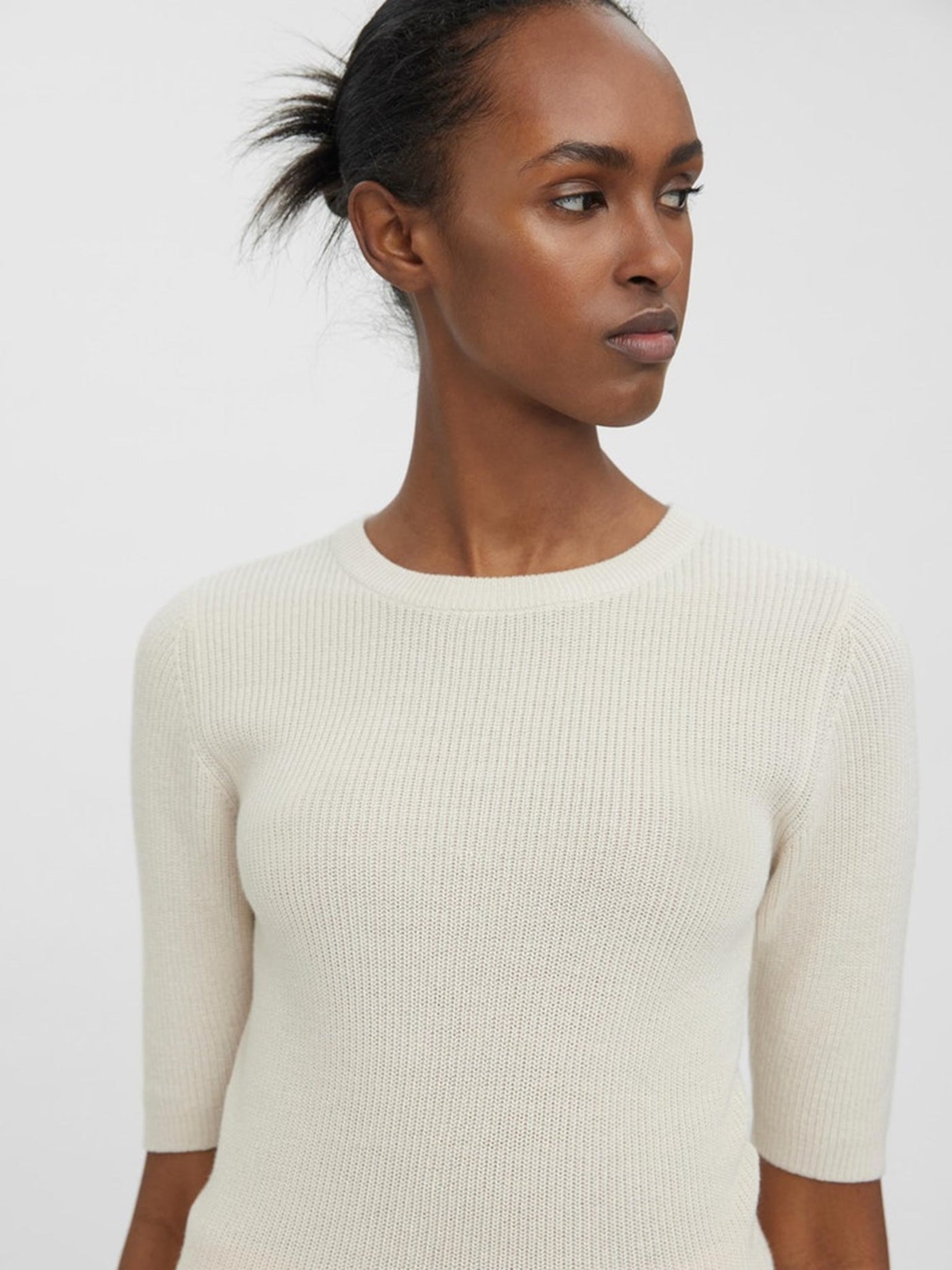 Lexsun O-Neck Pullover - Birch - Vero Moda - Khaki