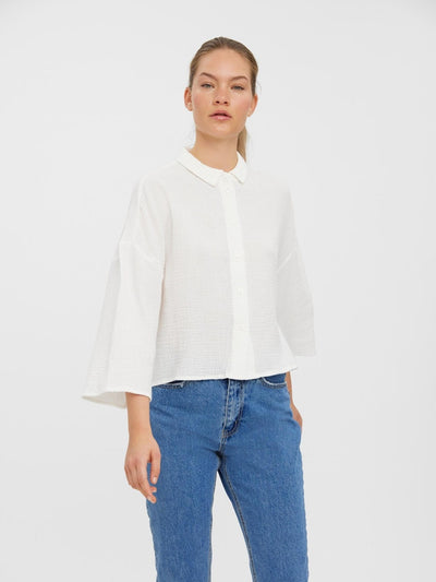 Natali 3/4 Crop Shirt - Snow White - Vero Moda - White