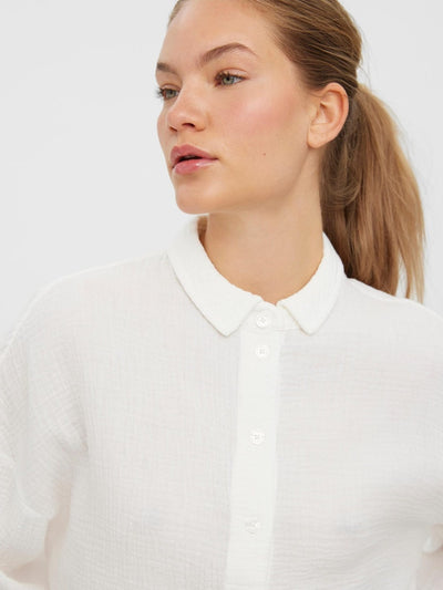 Natali 3/4 Crop Shirt - Snow White - Vero Moda - White 3