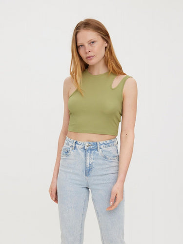 Ofelia Neia Tank Crop Top - Sage - Vero Moda - Green