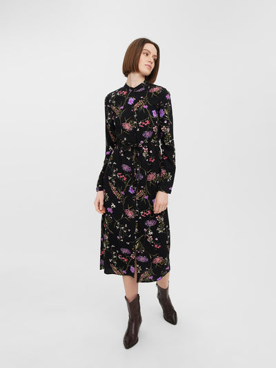 Easy Long Sleeve Shirt Dress - Purple - Vero Moda - Black 3