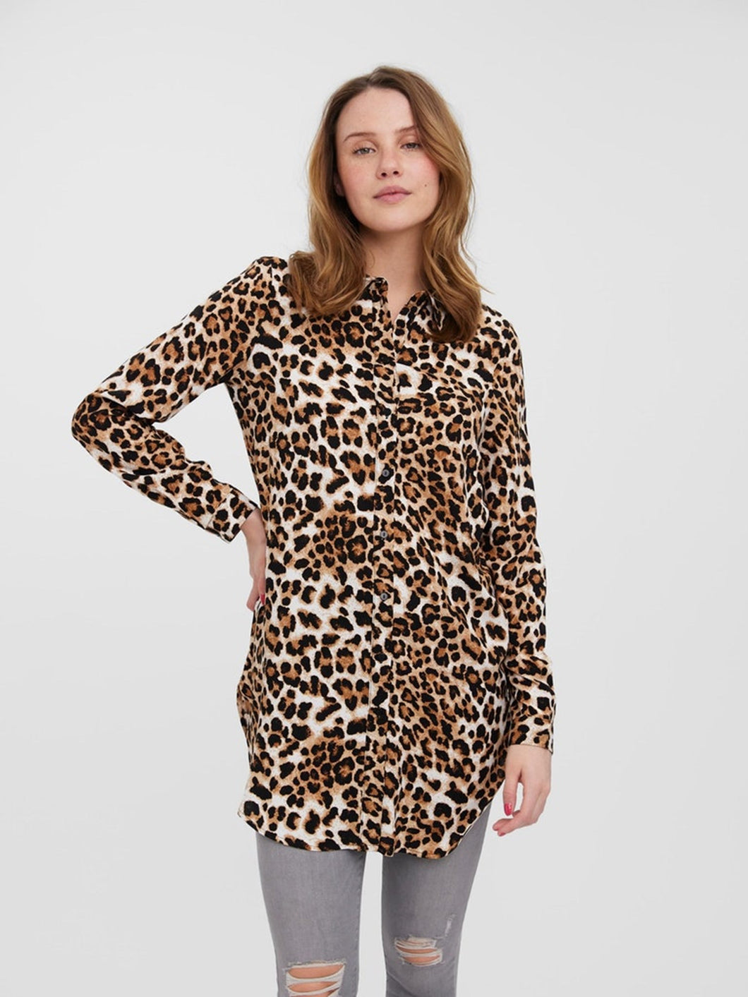 Easy Long Shirt - Tan - Vero Moda - Brown