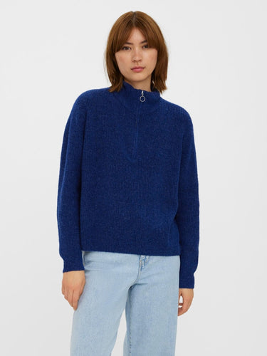 Plaza Zipper Knit - Sodalite Blue - Vero Moda - Blue