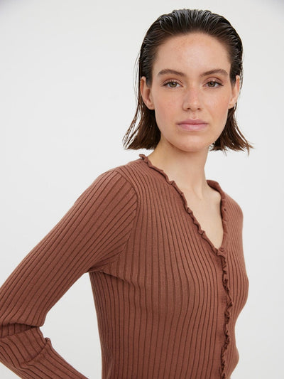 Elly Frill Cardigan - Aztec - Vero Moda - Brown 2