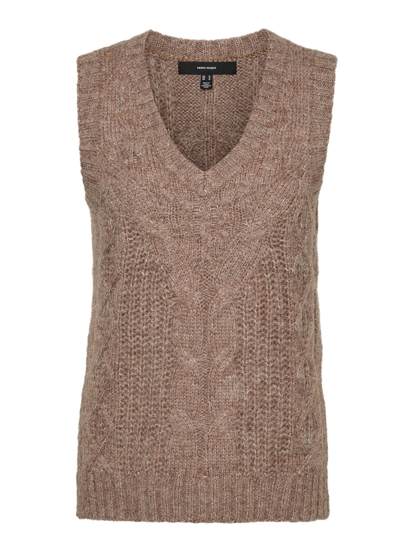 Briella V-neck Knitted Vest - Fossil - Vero Moda - Brown 2