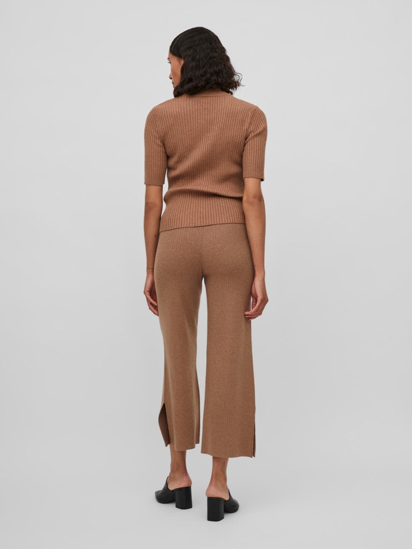 Kasley Flared Pants - Toasted Coconut - VILA - Brown 4