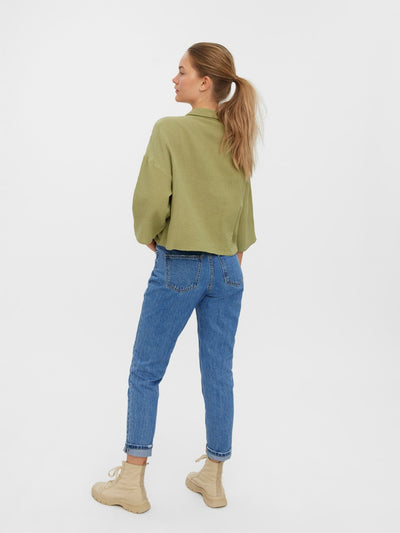 Natali 3/4 Crop Shirt - Sage - Vero Moda - Green 4