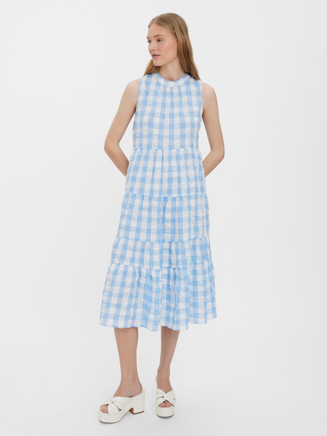 Sody Calf Highneck Dress - Blue Bell - Vero Moda - Blue