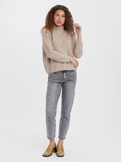 Plaza Zipper Knit - Silver Mink - Vero Moda - Khaki 3